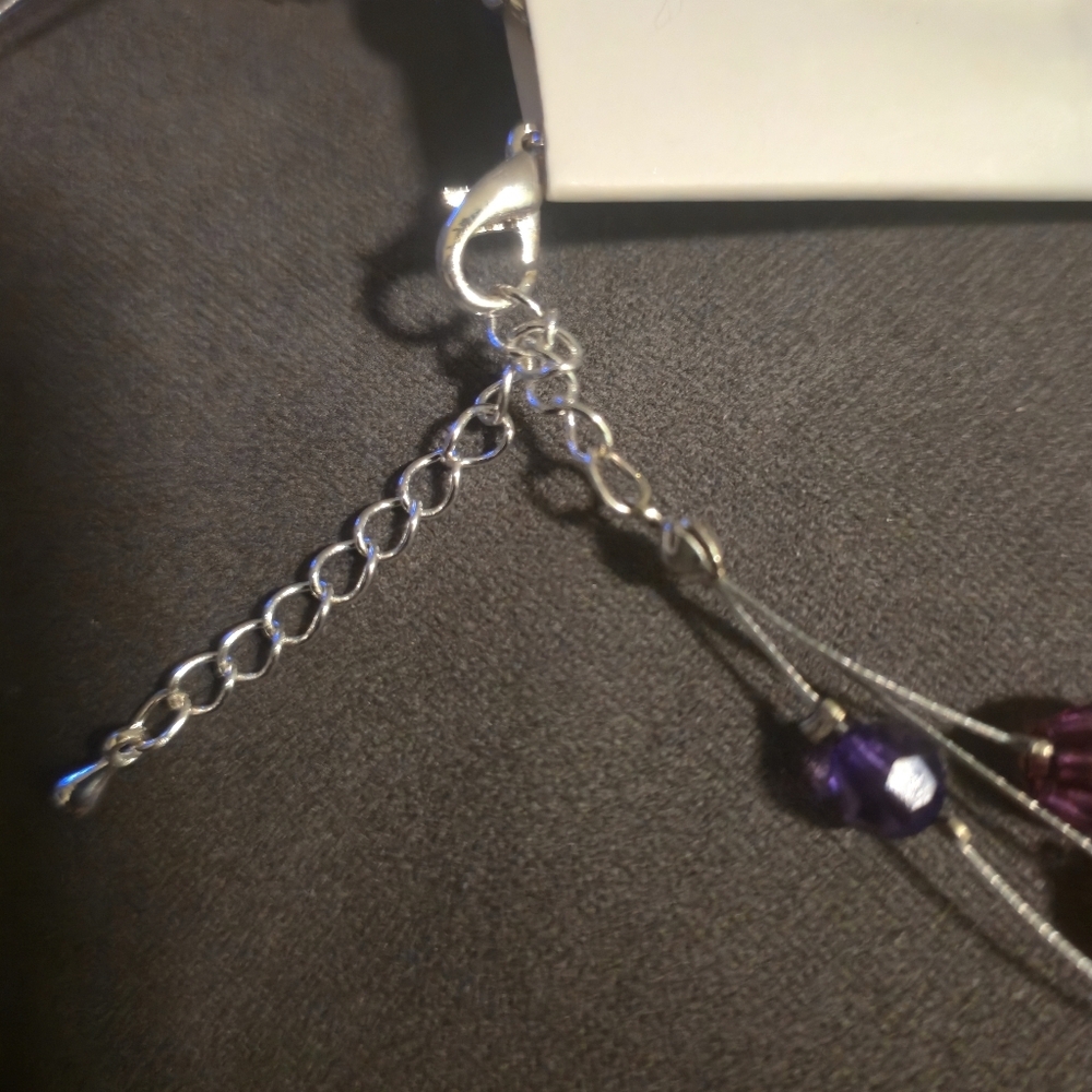 Penningtons Purple Multi-Strand Illusion Necklace & Dangle Earrings Jewelry Set - Picture 10 of 12